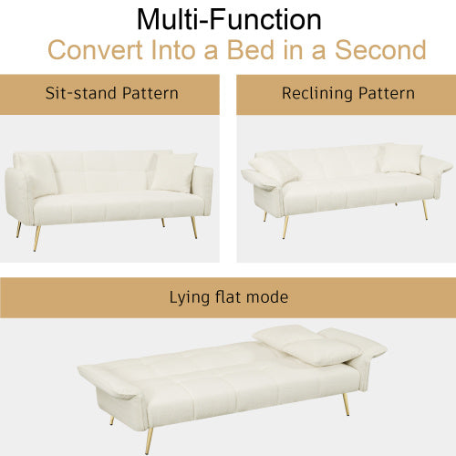 70.1 Inches Futon Sofa Bed, Convertible Double Sofa Bed With Folding Armrests For Living Rooms And Small Spaces - lotsofthingshere