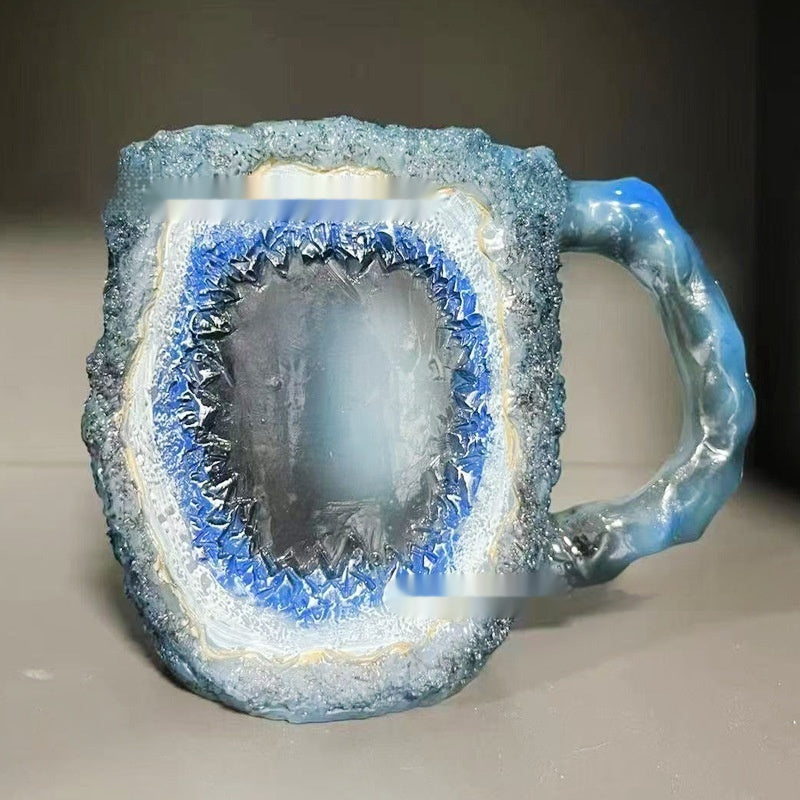 400ml Resin Mineral Crystal Coffee Mugs With Handles Elegant Fake Mineral Crystal Cup For Workplace Home Decor Christmas Gift Kitchen Gadgets - lotsofthingshere