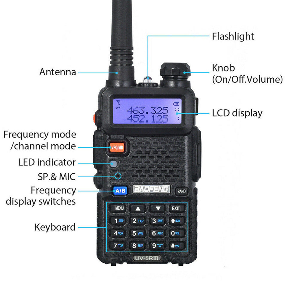 Baofeng Uv-5R Three Segment Walkie Talkie Vhf 220-226Mhz Uhf Frequency Dual Antenna Walkie Talkie Civil Handpiece - lotsofthingshere