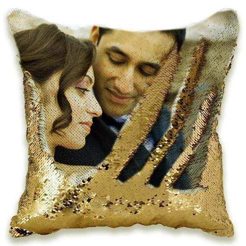 Custom Photo Cushion Cover Diy Personalized Sequin Luminous Pillowcase Room Decoration Baby Wedding Pet Photos Printed - lotsofthingshere