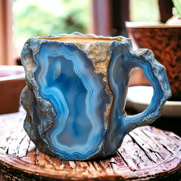400ml Resin Mineral Crystal Coffee Mugs With Handles Elegant Fake Mineral Crystal Cup For Workplace Home Decor Christmas Gift Kitchen Gadgets - lotsofthingshere