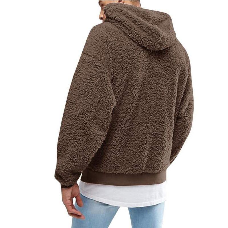 Autumn New Mens Warm Hoodie Fluffy Fleece Hooded Winter Sweatshirts Casual Long Sleeveless Sweatshirt Pullover Fashion - lotsofthingshere