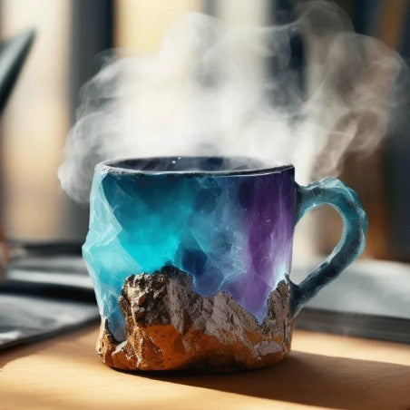 400ml Resin Mineral Crystal Coffee Mugs With Handles Elegant Fake Mineral Crystal Cup For Workplace Home Decor Christmas Gift Kitchen Gadgets - lotsofthingshere