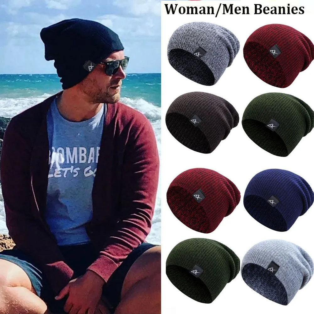 Unisex Fashionable Knitted Beanie, Winter Wool Elastic Hat For Outdoor Cycling, Camping, Travel Winter Beanie Hat Acrylic Knit Hats For Men Women - lotsofthingshere