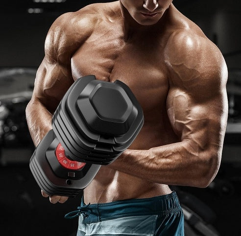 Adjustable Dumbbell Set, 10 In 1 Free Dumbbell For Men And Women, Black Dumbbell For Home Gym, Full Body Workout Fitness, Fast Adjust By Turning Handle 10 Gears55 LB - lotsofthingshere