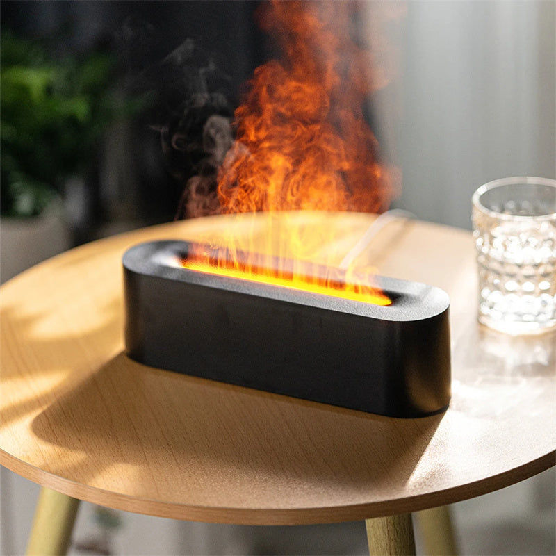 Flame Aroma Diffuser Air Humidifier Ultrasonic Cool Mist Maker Fogger Led Essential Oil Lamp Realistic Fire Difusor - lotsofthingshere