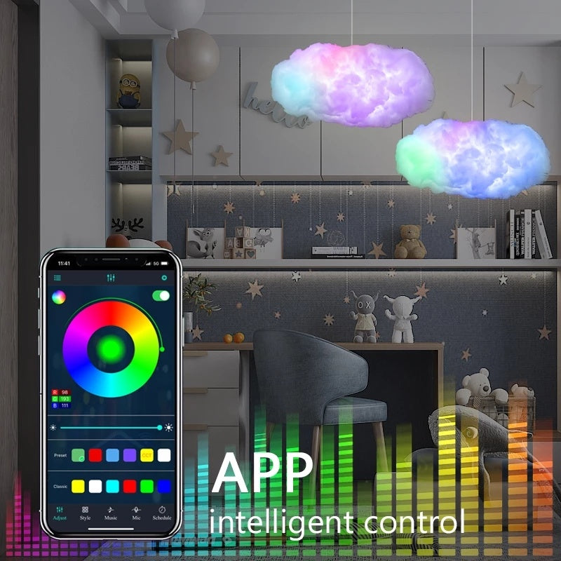 USB Cloud Light APP Control Music Synchronization 3D RGBIC Ambient Light Lightning Simulation Clouds Bedroom Room Light - lotsofthingshere