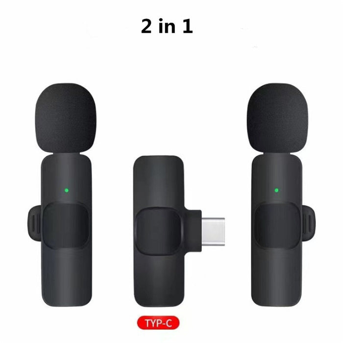 Wireless Lavalier Microphone Portable Audio Video Recording Mini Mic For I Phone Android Long Battery Life Live Broadcast Gaming - lotsofthingshere