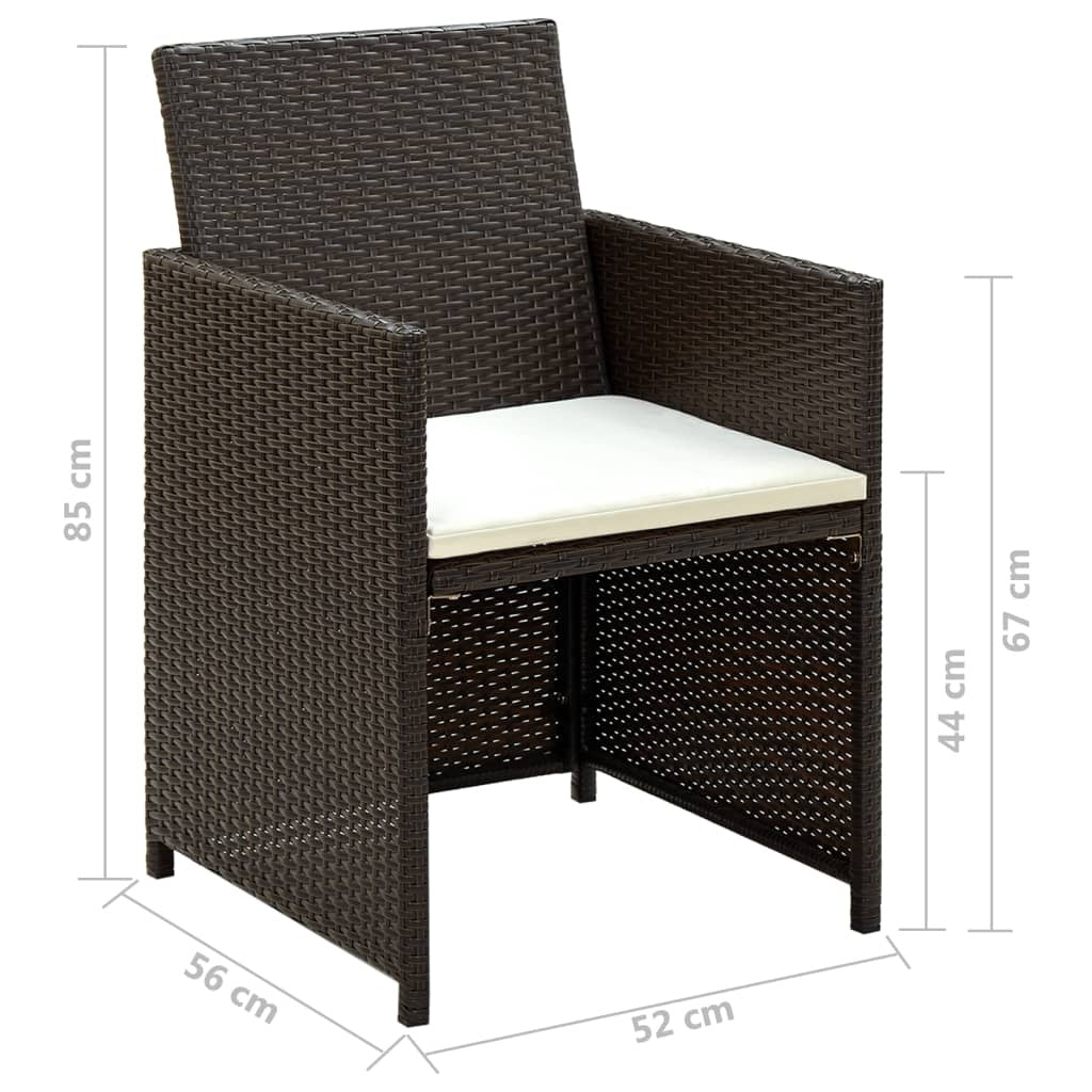 vidaXL 4 Piece Patio Lounge with Cushions Set Poly Rattan Brown - lotsofthingshere