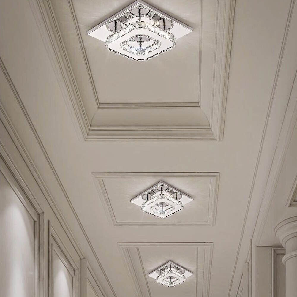 Crystal Ceiling Light LED Lamp Light Room Chandelier Living Pendant LED Square - lotsofthingshere