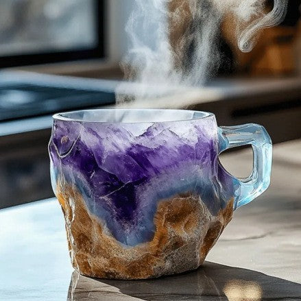 400ml Resin Mineral Crystal Coffee Mugs With Handles Elegant Fake Mineral Crystal Cup For Workplace Home Decor Christmas Gift Kitchen Gadgets - lotsofthingshere