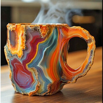 400ml Resin Mineral Crystal Coffee Mugs With Handles Elegant Fake Mineral Crystal Cup For Workplace Home Decor Christmas Gift Kitchen Gadgets - lotsofthingshere