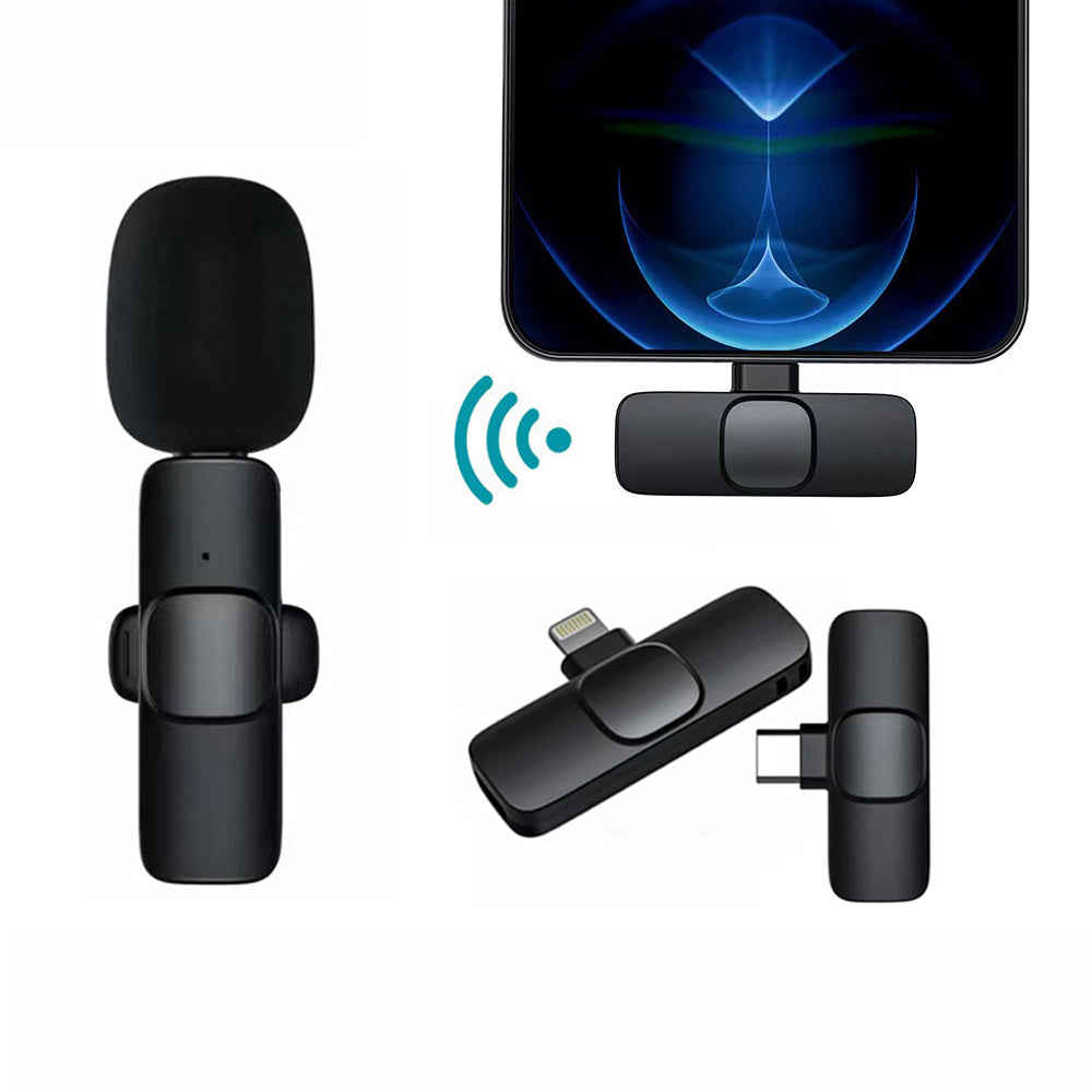 Wireless Lavalier Microphone Portable Audio Video Recording Mini Mic For I Phone Android Long Battery Life Live Broadcast Gaming - lotsofthingshere