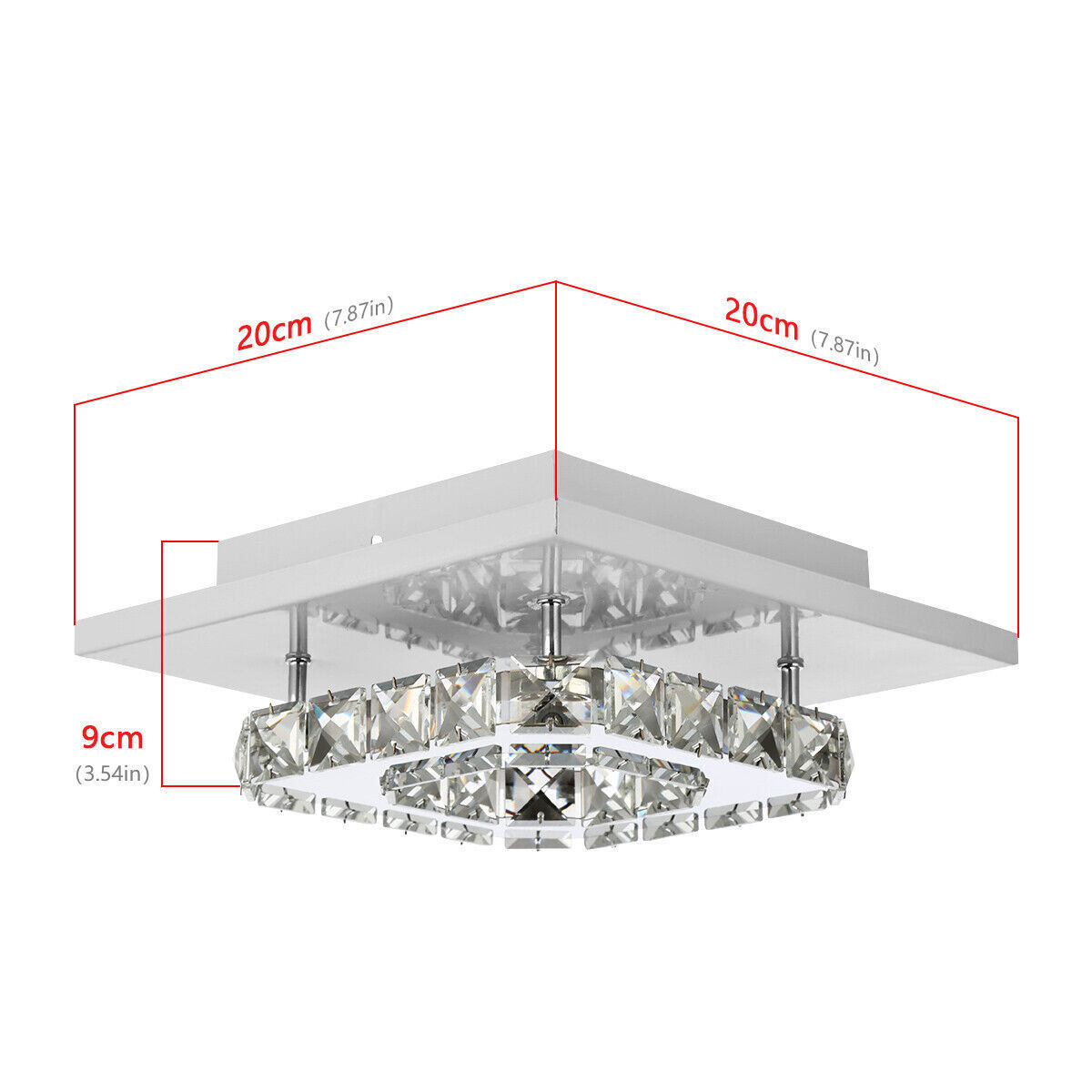 Crystal Ceiling Light LED Lamp Light Room Chandelier Living Pendant LED Square - lotsofthingshere