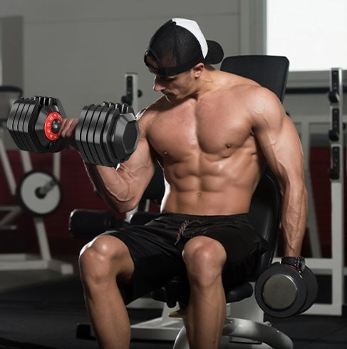 Adjustable Dumbbell Set, 10 In 1 Free Dumbbell For Men And Women, Black Dumbbell For Home Gym, Full Body Workout Fitness, Fast Adjust By Turning Handle 10 Gears55 LB - lotsofthingshere