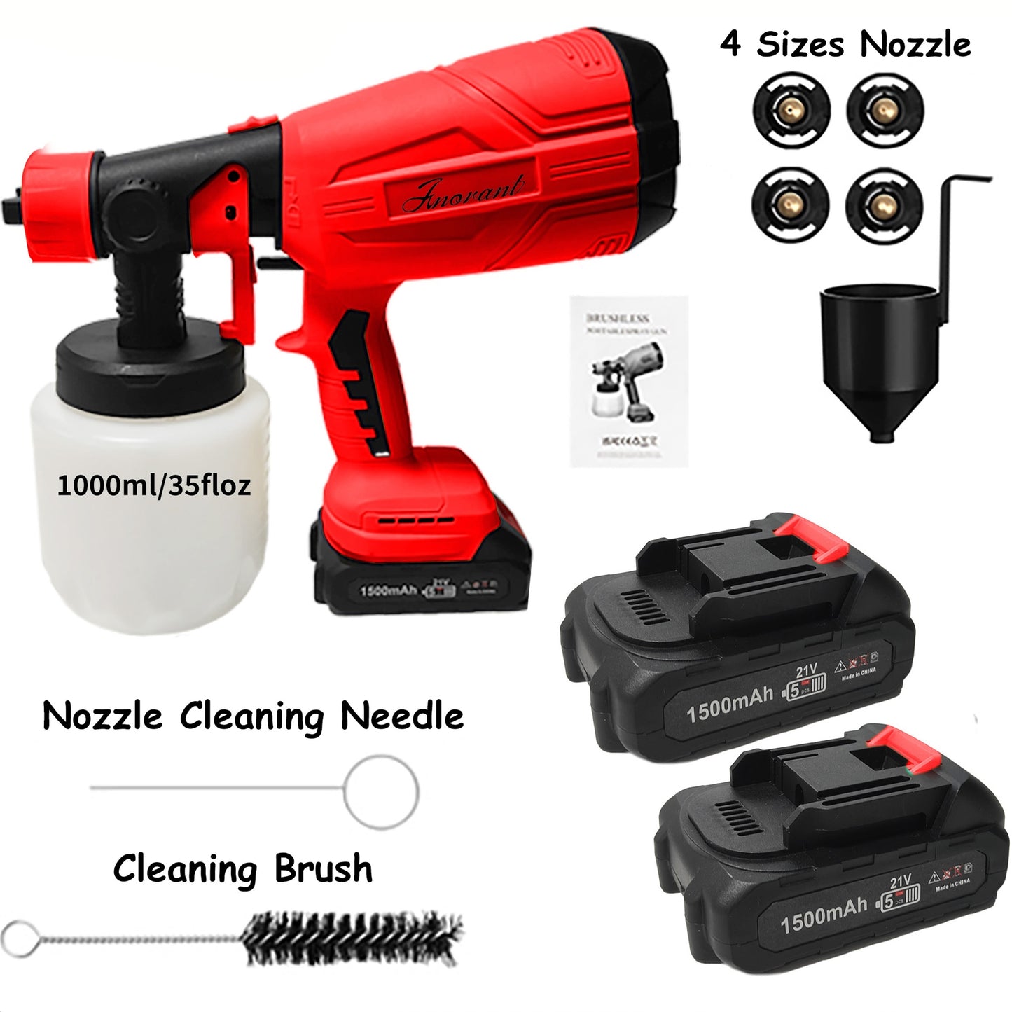 Paint Sprayer 200W High Power Electric Spray Paint With Adjustable Spray Width Knob 4 Nozzles,Easy To Clean For Paint Sprayer For Furniture Garder Chairs Fence Walls Door Etc
