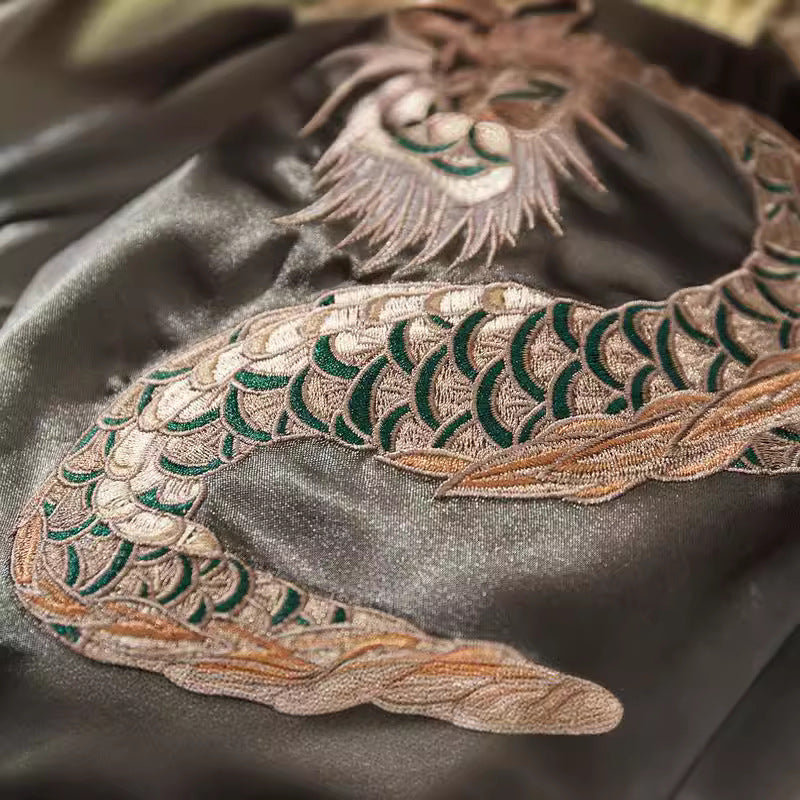 Embroidered Men's Four Sacred Beasts Dragon Embroidered Cotton-padded Jacket - lotsofthingshere