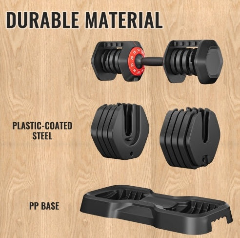 Adjustable Dumbbell Set, 10 In 1 Free Dumbbell For Men And Women, Black Dumbbell For Home Gym, Full Body Workout Fitness, Fast Adjust By Turning Handle 10 Gears55 LB - lotsofthingshere