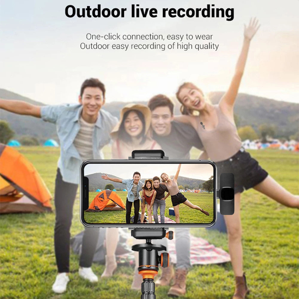Wireless Lavalier Microphone Portable Audio Video Recording Mini Mic For I Phone Android Long Battery Life Live Broadcast Gaming - lotsofthingshere