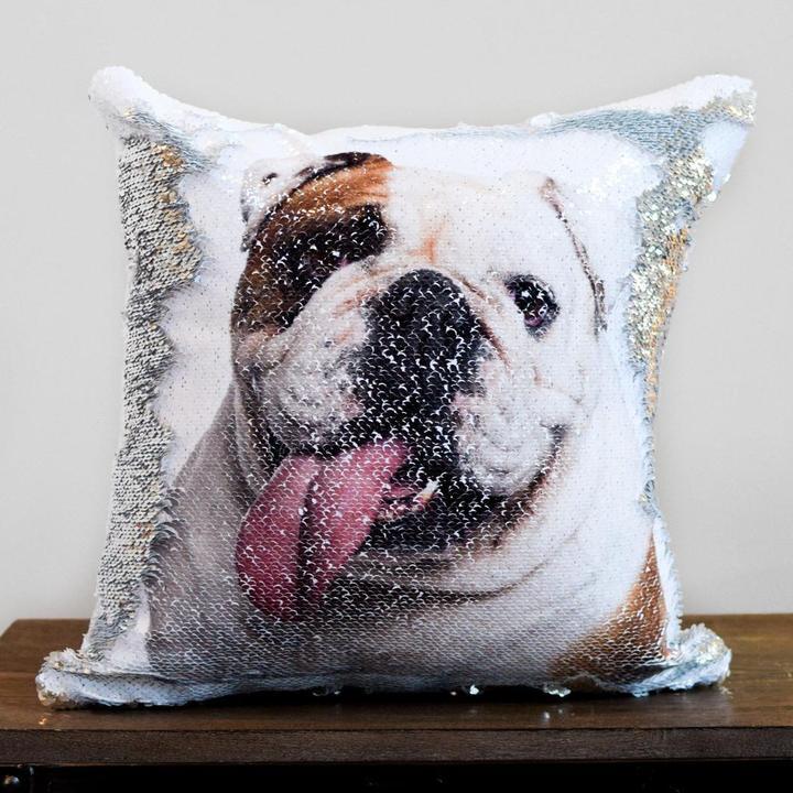 Custom Photo Cushion Cover Diy Personalized Sequin Luminous Pillowcase Room Decoration Baby Wedding Pet Photos Printed - lotsofthingshere