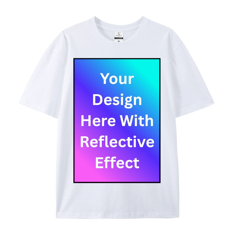 Customize Reflective Print T-shirt 180G Full Cotton High Quality Material