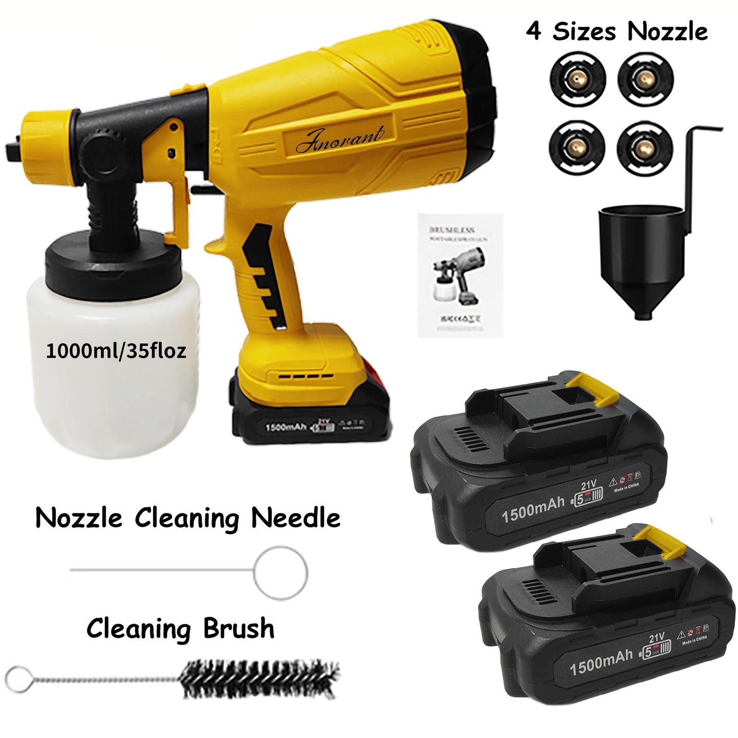 Paint Sprayer 200W High Power Electric Spray Paint With Adjustable Spray Width Knob 4 Nozzles,Easy To Clean For Paint Sprayer For Furniture Garder Chairs Fence Walls Door Etc