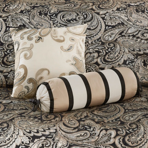 12 Piece Comforter Set With Cotton Bed Sheets Black Queen