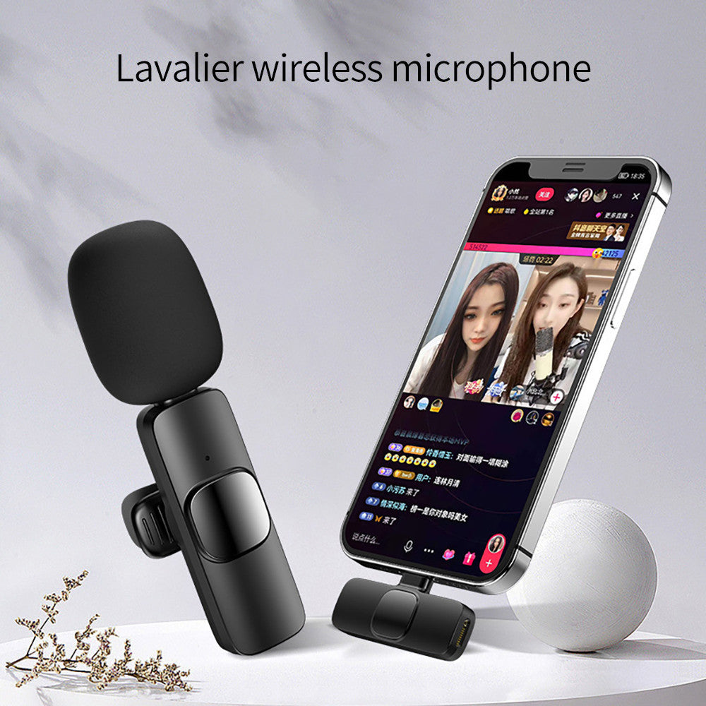 Wireless Lavalier Microphone Portable Audio Video Recording Mini Mic For I Phone Android Long Battery Life Live Broadcast Gaming - lotsofthingshere