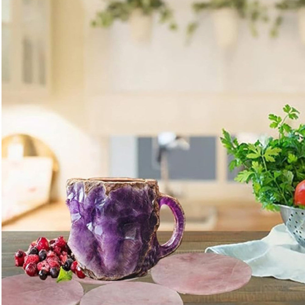 400ml Resin Mineral Crystal Coffee Mugs With Handles Elegant Fake Mineral Crystal Cup For Workplace Home Decor Christmas Gift Kitchen Gadgets - lotsofthingshere