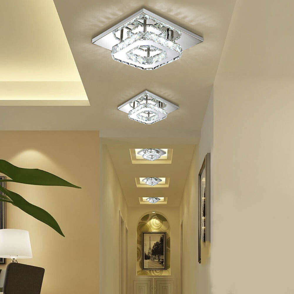 Crystal Ceiling Light LED Lamp Light Room Chandelier Living Pendant LED Square - lotsofthingshere