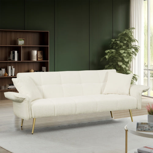 70.1 Inches Futon Sofa Bed, Convertible Double Sofa Bed With Folding Armrests For Living Rooms And Small Spaces - lotsofthingshere