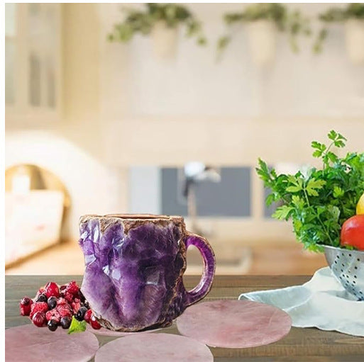 400ml Resin Mineral Crystal Coffee Mugs With Handles Elegant Fake Mineral Crystal Cup For Workplace Home Decor Christmas Gift Kitchen Gadgets - lotsofthingshere
