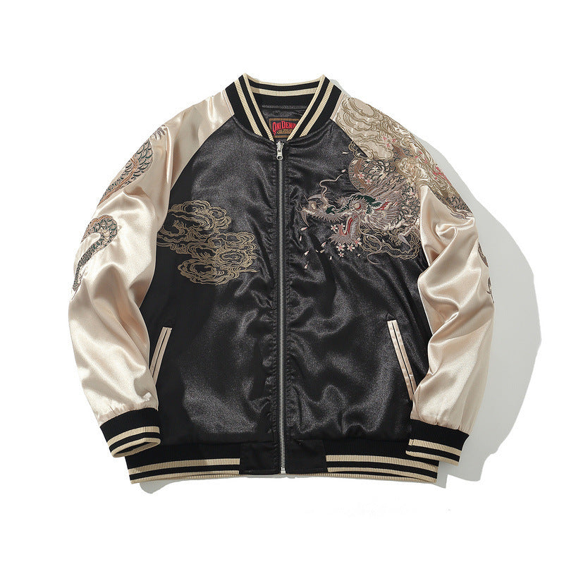 Embroidered Men's Four Sacred Beasts Dragon Embroidered Cotton-padded Jacket - lotsofthingshere