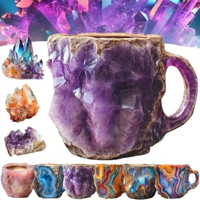 400ml Resin Mineral Crystal Coffee Mugs With Handles Elegant Fake Mineral Crystal Cup For Workplace Home Decor Christmas Gift Kitchen Gadgets - lotsofthingshere