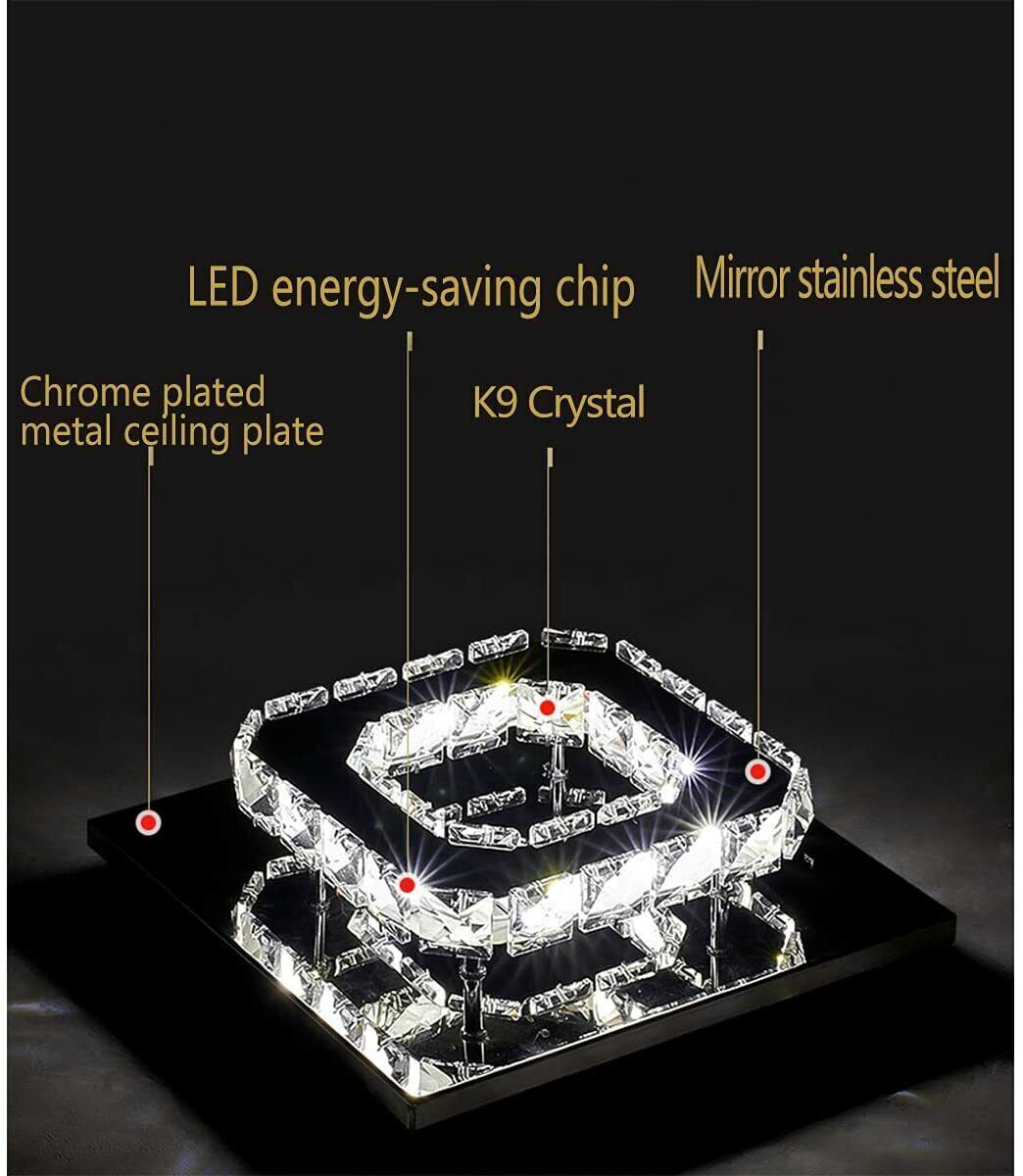Crystal Ceiling Light LED Lamp Light Room Chandelier Living Pendant LED Square - lotsofthingshere