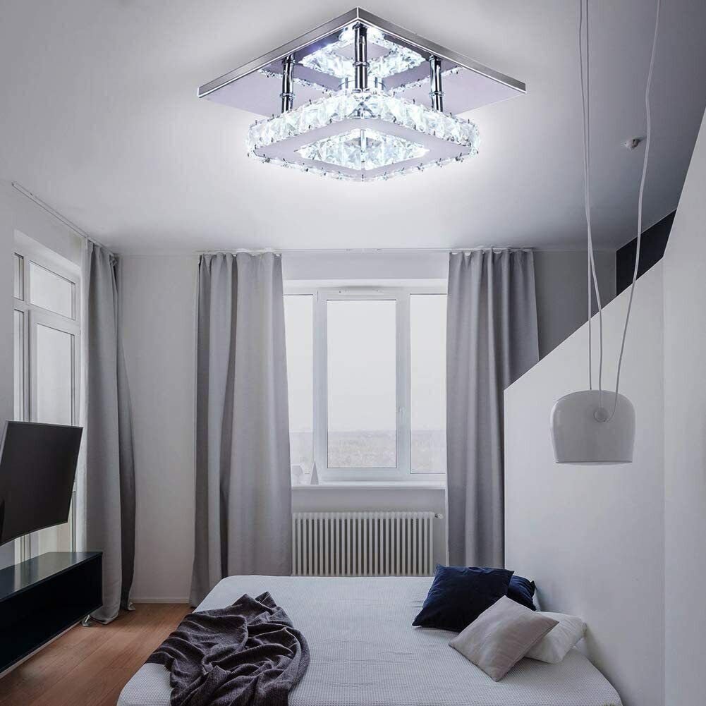 Crystal Ceiling Light LED Lamp Light Room Chandelier Living Pendant LED Square - lotsofthingshere