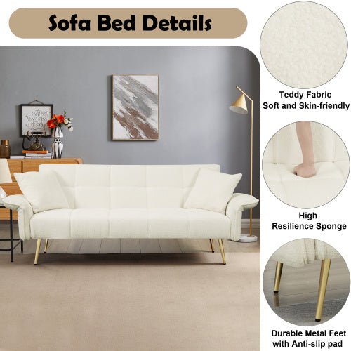 70.1 Inches Futon Sofa Bed, Convertible Double Sofa Bed With Folding Armrests For Living Rooms And Small Spaces - lotsofthingshere