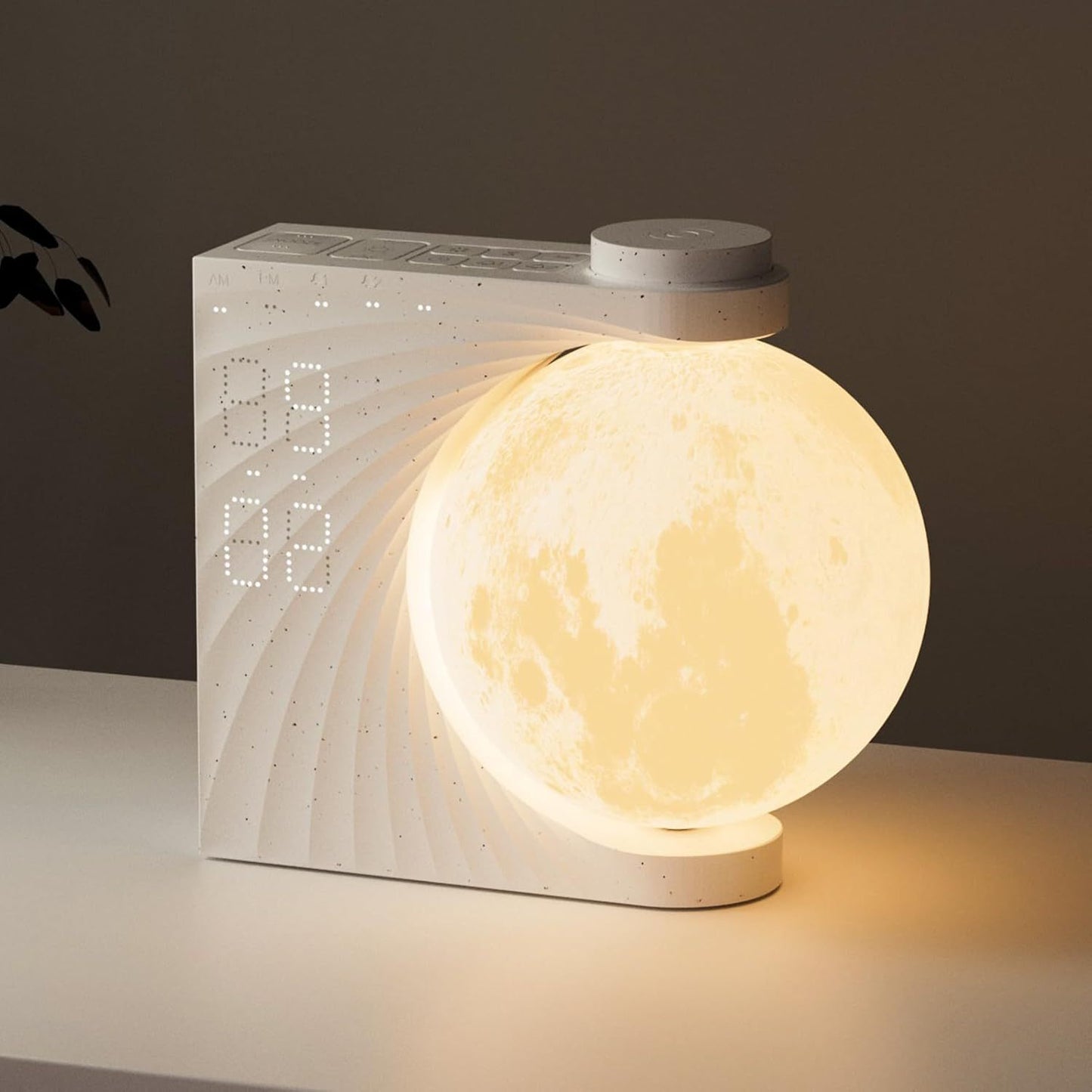 Colorful Atmosphere Moon Light Clock Wake Up Light Breathing Light Three Level Dimming Clock Dual Alarm Clock Timing White Noise - lotsofthingshere
