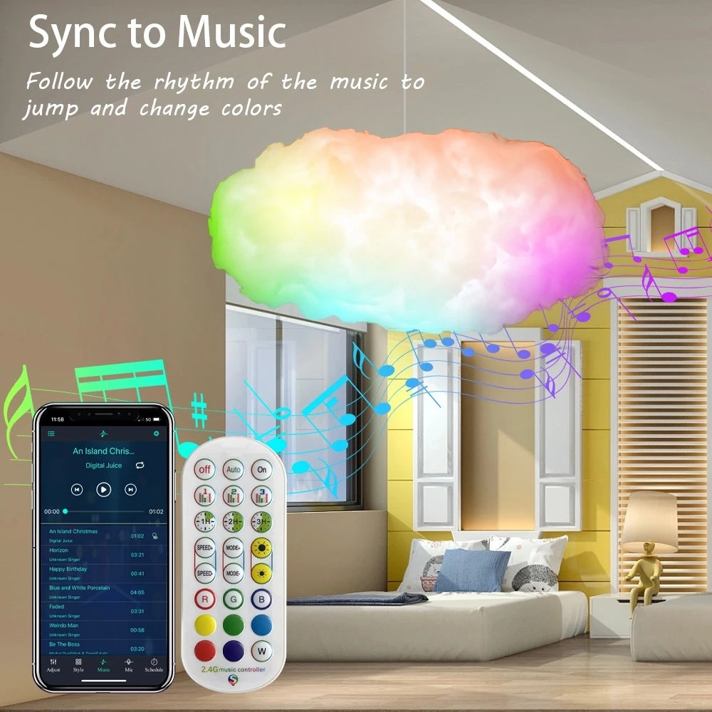 USB Cloud Light APP Control Music Synchronization 3D RGBIC Ambient Light Lightning Simulation Clouds Bedroom Room Light - lotsofthingshere