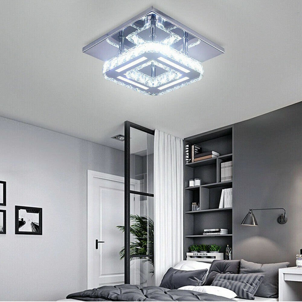 Crystal Ceiling Light LED Lamp Light Room Chandelier Living Pendant LED Square - lotsofthingshere