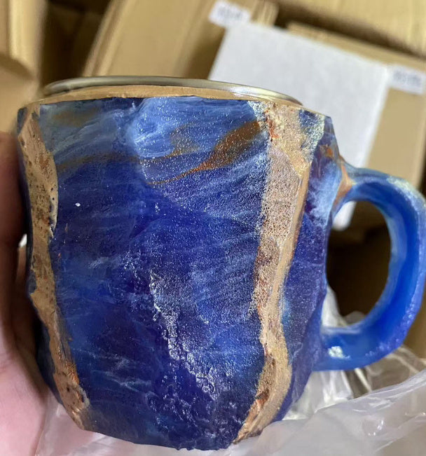 400ml Resin Mineral Crystal Coffee Mugs With Handles Elegant Fake Mineral Crystal Cup For Workplace Home Decor Christmas Gift Kitchen Gadgets - lotsofthingshere