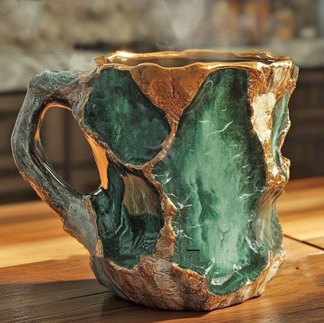 400ml Resin Mineral Crystal Coffee Mugs With Handles Elegant Fake Mineral Crystal Cup For Workplace Home Decor Christmas Gift Kitchen Gadgets - lotsofthingshere