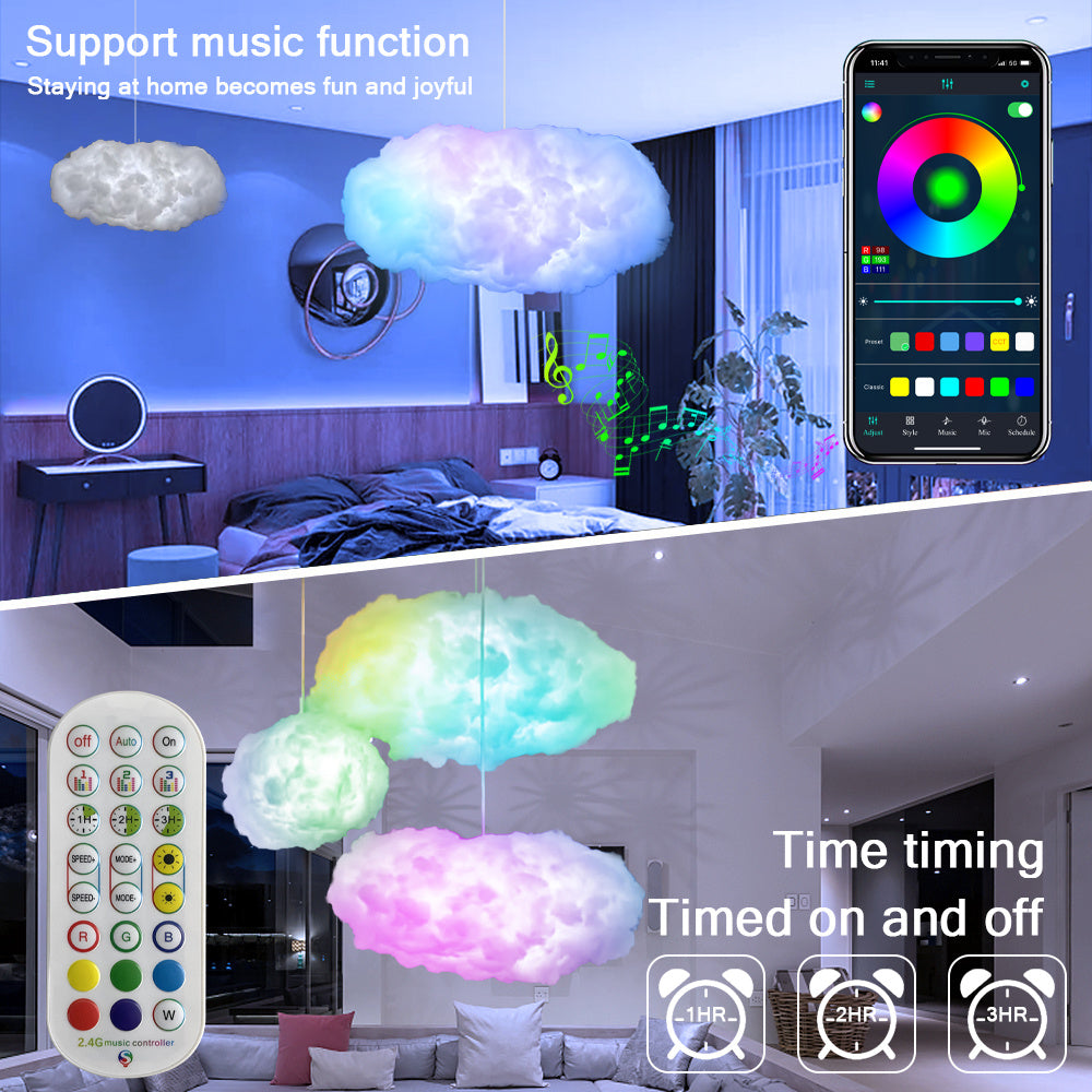 USB Cloud Light APP Control Music Synchronization 3D RGBIC Ambient Light Lightning Simulation Clouds Bedroom Room Light - lotsofthingshere