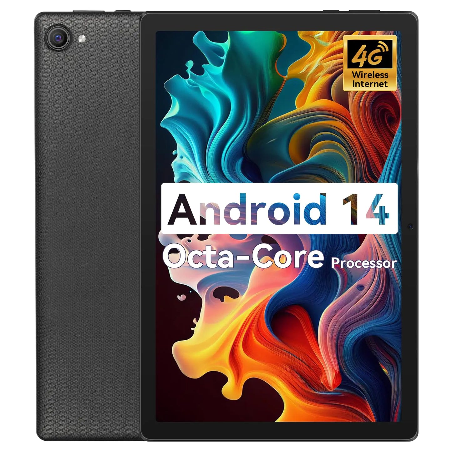Lville Android 14 Tablet Octa-Core Android Tablet 8GB RAM+64GB ROM (Expand to 1TB) 10 inch Tablet with Bluetooth5.3 WiFi 6 Fast Charging 5MP+8MP Dual Camera 4G Dongle Wireless Internet (Black)