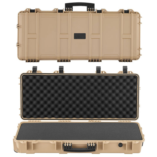 Hard Rifle Case, Lockable Rifle Case With 4 Layers Pre-cut Foams, 36 In Gun Storage With Wheels, IP67 Waterproof & Dustproof Pistol Storage Cases For Rifles, Shotguns, Airsoft Guns, Khaki
