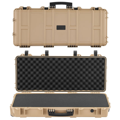 Hard Rifle Case, Lockable Rifle Case With 4 Layers Pre-cut Foams, 36 In Gun Storage With Wheels, IP67 Waterproof & Dustproof Pistol Storage Cases For Rifles, Shotguns, Airsoft Guns, Khaki