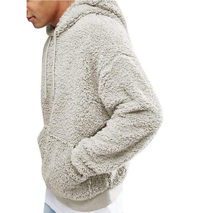 Autumn New Mens Warm Hoodie Fluffy Fleece Hooded Winter Sweatshirts Casual Long Sleeveless Sweatshirt Pullover Fashion - lotsofthingshere