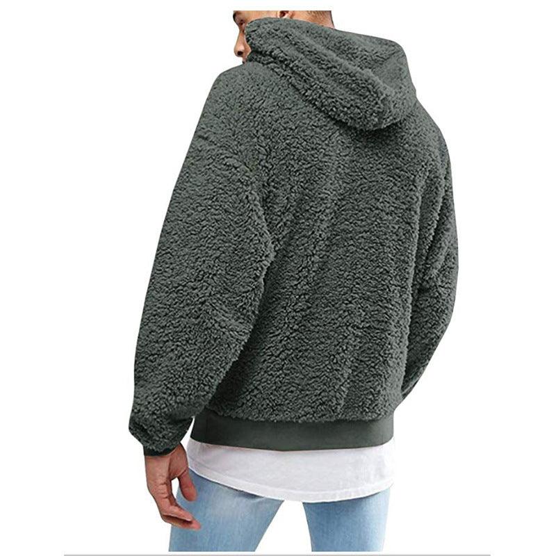 Autumn New Mens Warm Hoodie Fluffy Fleece Hooded Winter Sweatshirts Casual Long Sleeveless Sweatshirt Pullover Fashion - lotsofthingshere