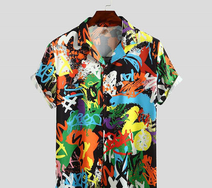 Men's Short Sleeve Printed Shirt Summer Hawaiian Beach Men's Shirt