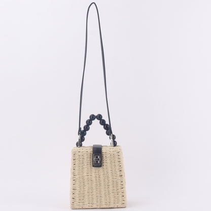 One-shoulder Hand Bag Woven Bag Beach Bag Mori Series Straw Woven Bag Female Bag Trapezoidal Rattan Bag